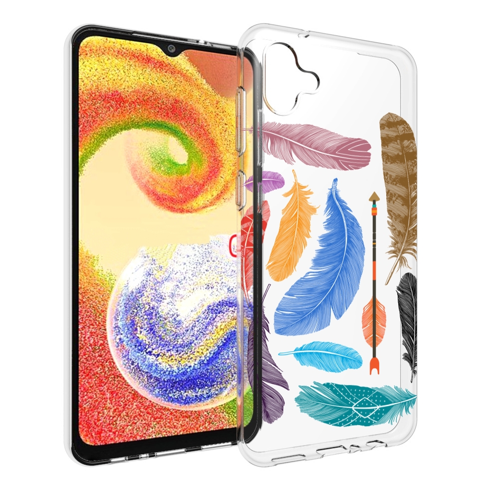 

Чехол MyPads разноцветные перья для Samsung Galaxy A04, Прозрачный, Tocco