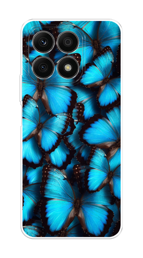 

Чехол на Honor X8A "Тропическая бабочка 2", Голубой;черный, 6120750-1