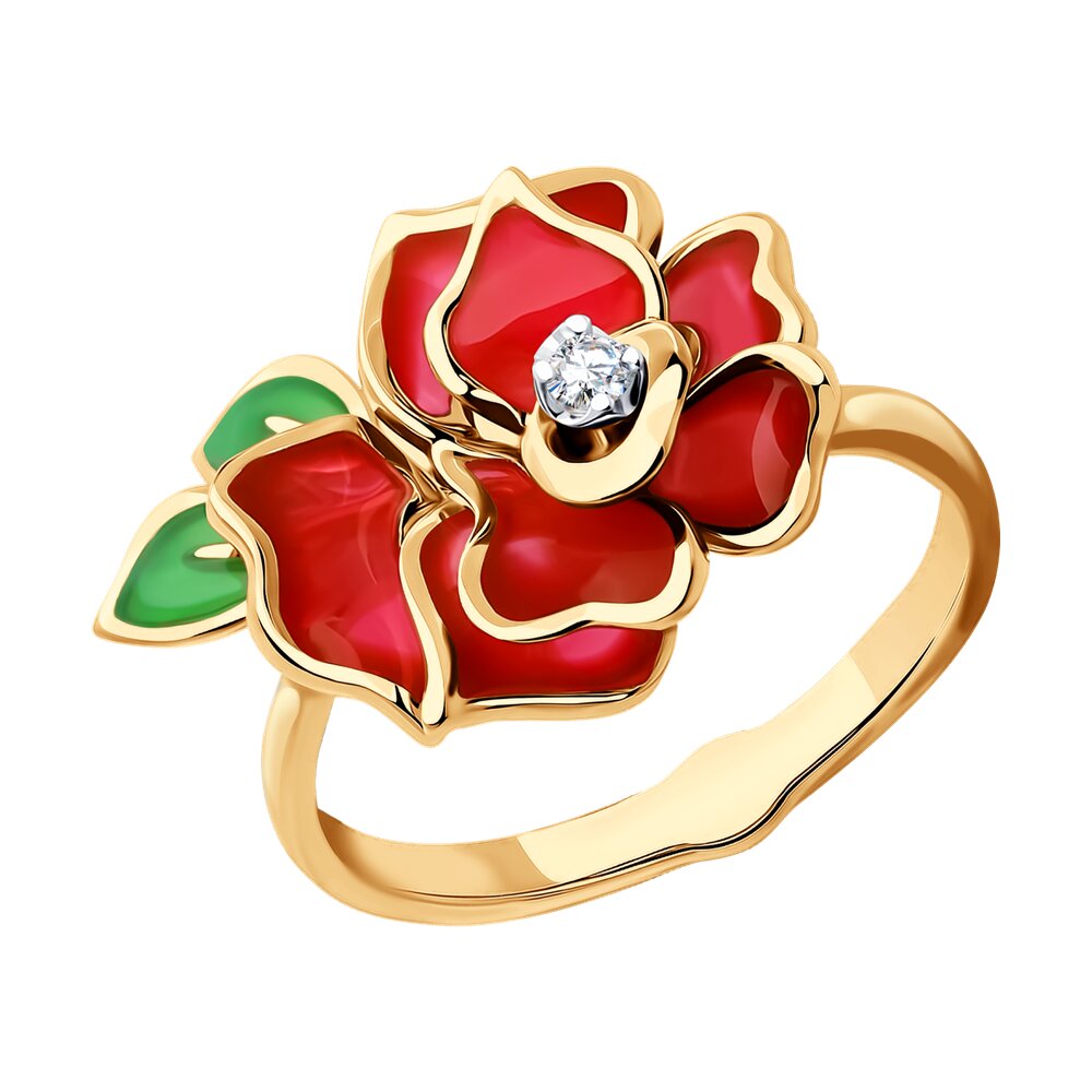 

Кольцо из комбинированного золота с бриллиантом/эмалью р. 17 SOKOLOV Diamonds 6019013, 6019013