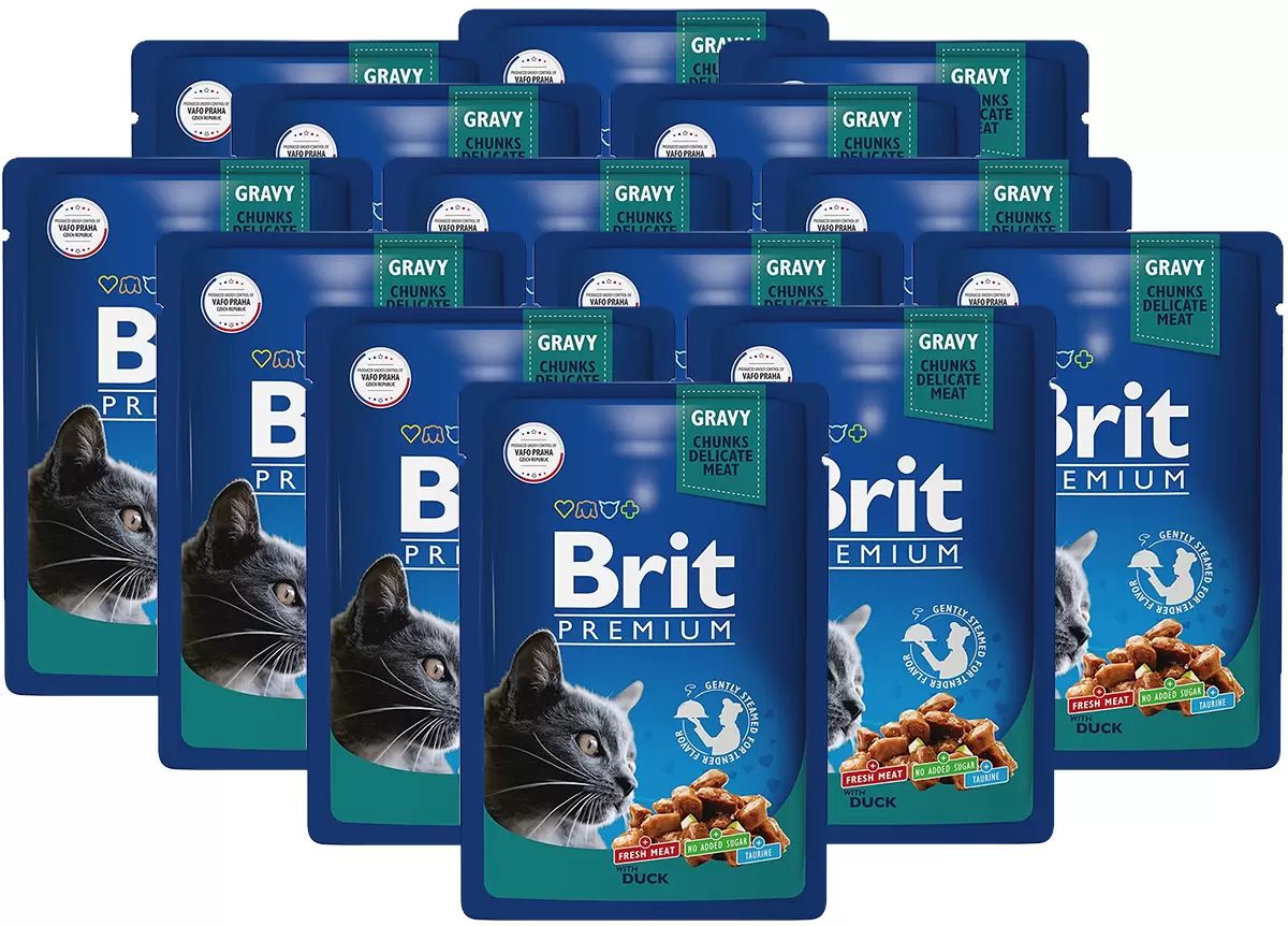 

Влажный корм для кошек BRIT PREMIUM CAT DUCK с уткой в соусе, 14шт по 85г, Premium