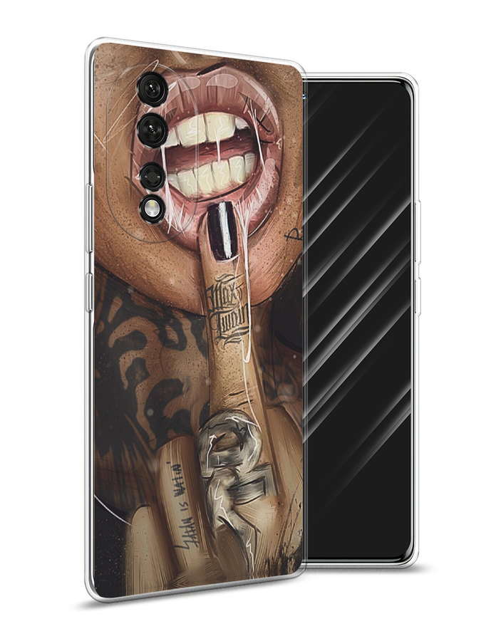 

Чехол Awog на Honor 80 "Девушка с татуировками", Бежевый;розовый;черный, 6120350-9