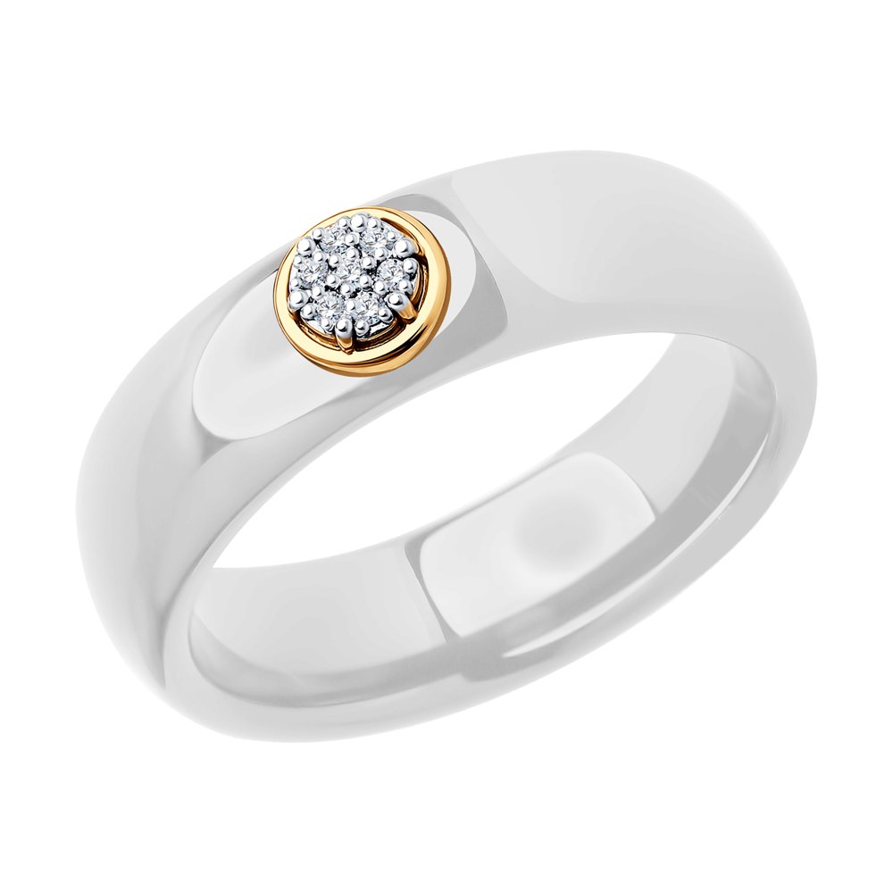 

Кольцо из золота и керамики р. 17,5 SOKOLOV Diamonds 6015105, бриллиант, 6015105