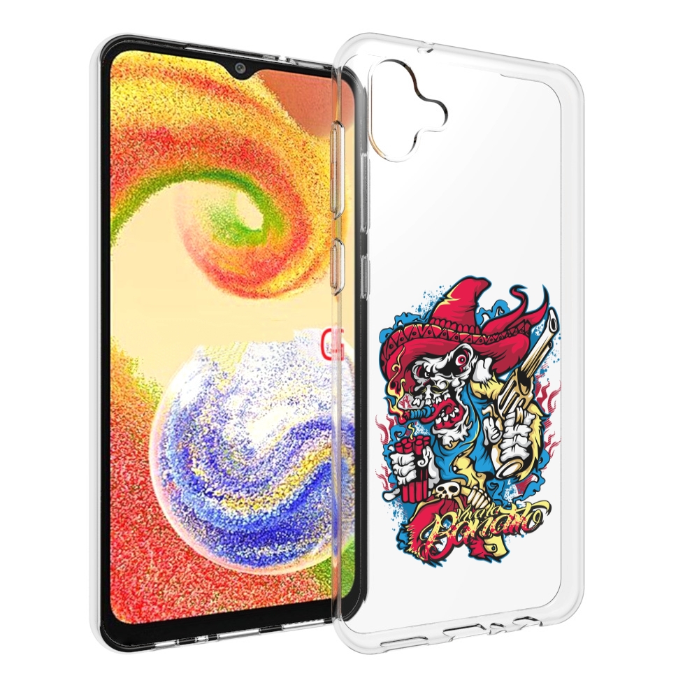 

Чехол MyPads нарисованный скелет с писталетом для Samsung Galaxy A04, Прозрачный, Tocco