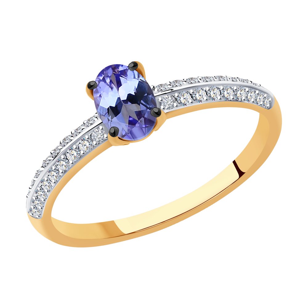 

Кольцо из золота р. 17 SOKOLOV Diamonds 6014222, бриллиант\танзанит, 6014222