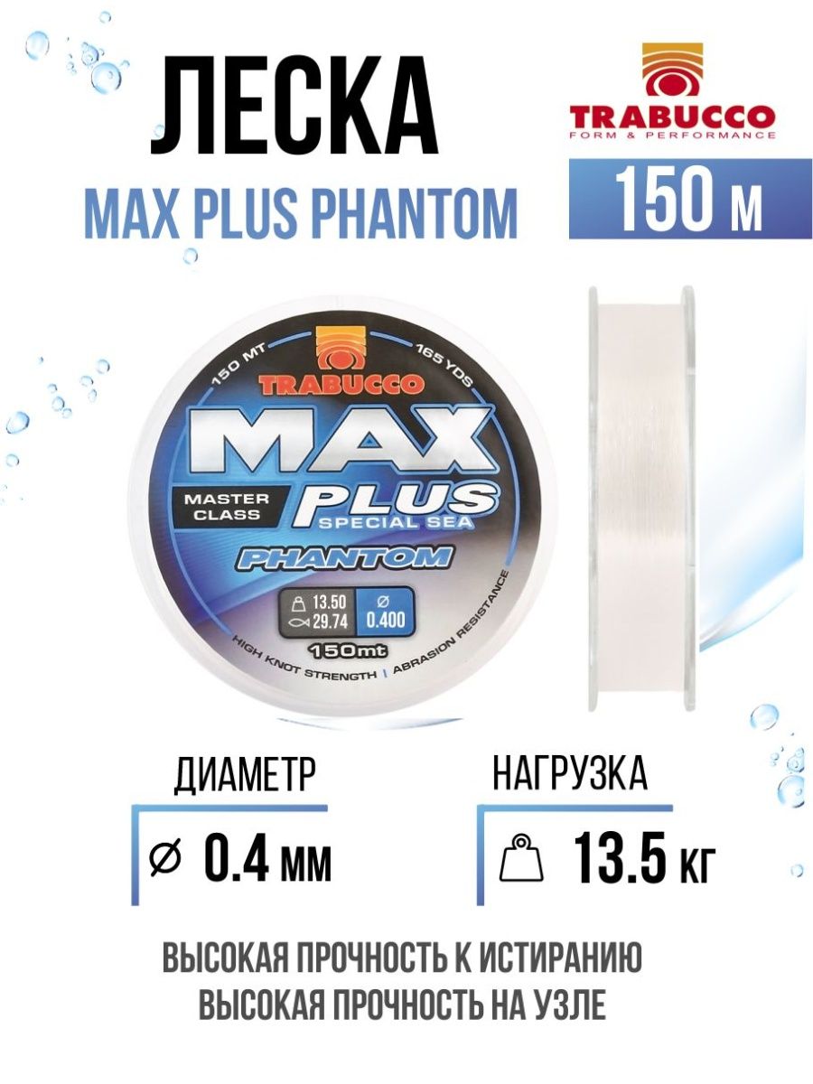 Монолеска Trabucco Max Plus Phantom 150m Crystal Clear 0.40mm/13.50kg