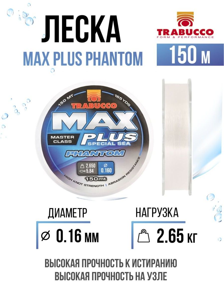 Монолеска Trabucco Max Plus Phantom 150m Crystal Clear 0.16mm/2.65kg