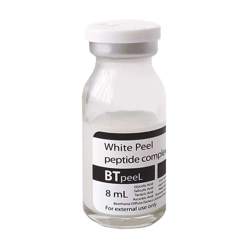 Белый пилинг BTpeel с пептидным комплексом и экстрактом пунарнавы White peel, 8 мл гликолевый пилинг btpeel с дмае и матриксилом 10 мл