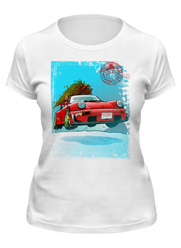 

Футболка женская Printio Christmas car белая M, Белый, Christmas car