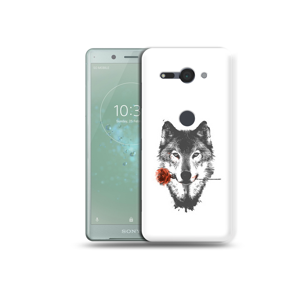 

Чехол MyPads Tocco для Sony Xperia XZ2 Compact волк с розой, Прозрачный, Tocco