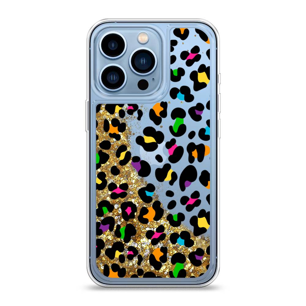 

Жидкий чехол с блестками "Яркий леопард" на Apple iPhone 13 Pro, 14390-1