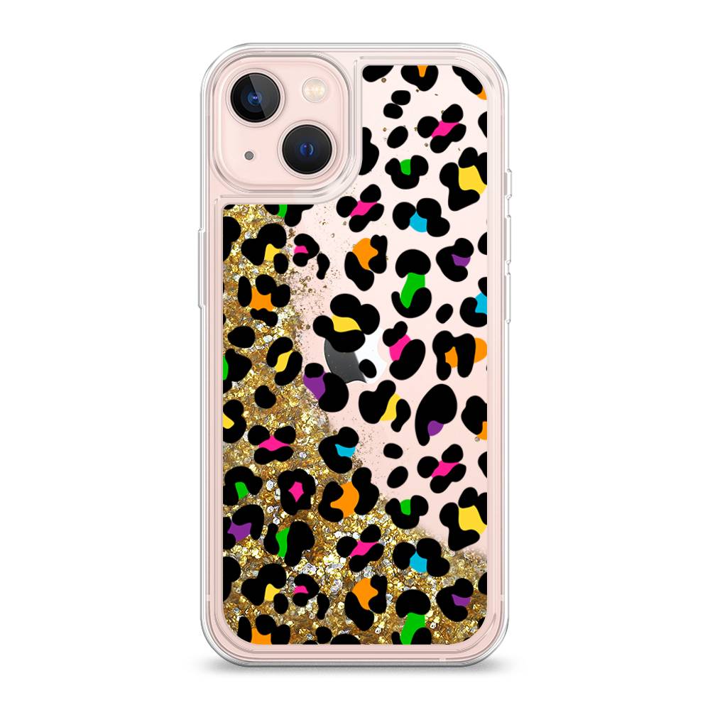 

Жидкий чехол с блестками "Яркий леопард" на Apple iPhone 13, 14290-1