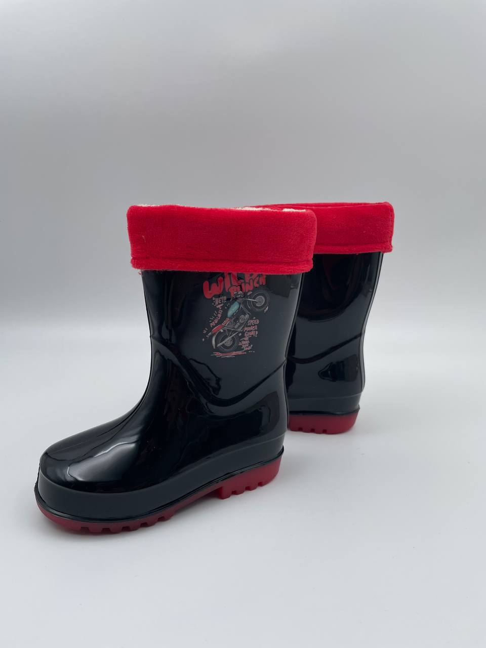 Сапоги резиновые детские BUBA KIDS Motoshow, черный, красный, 24