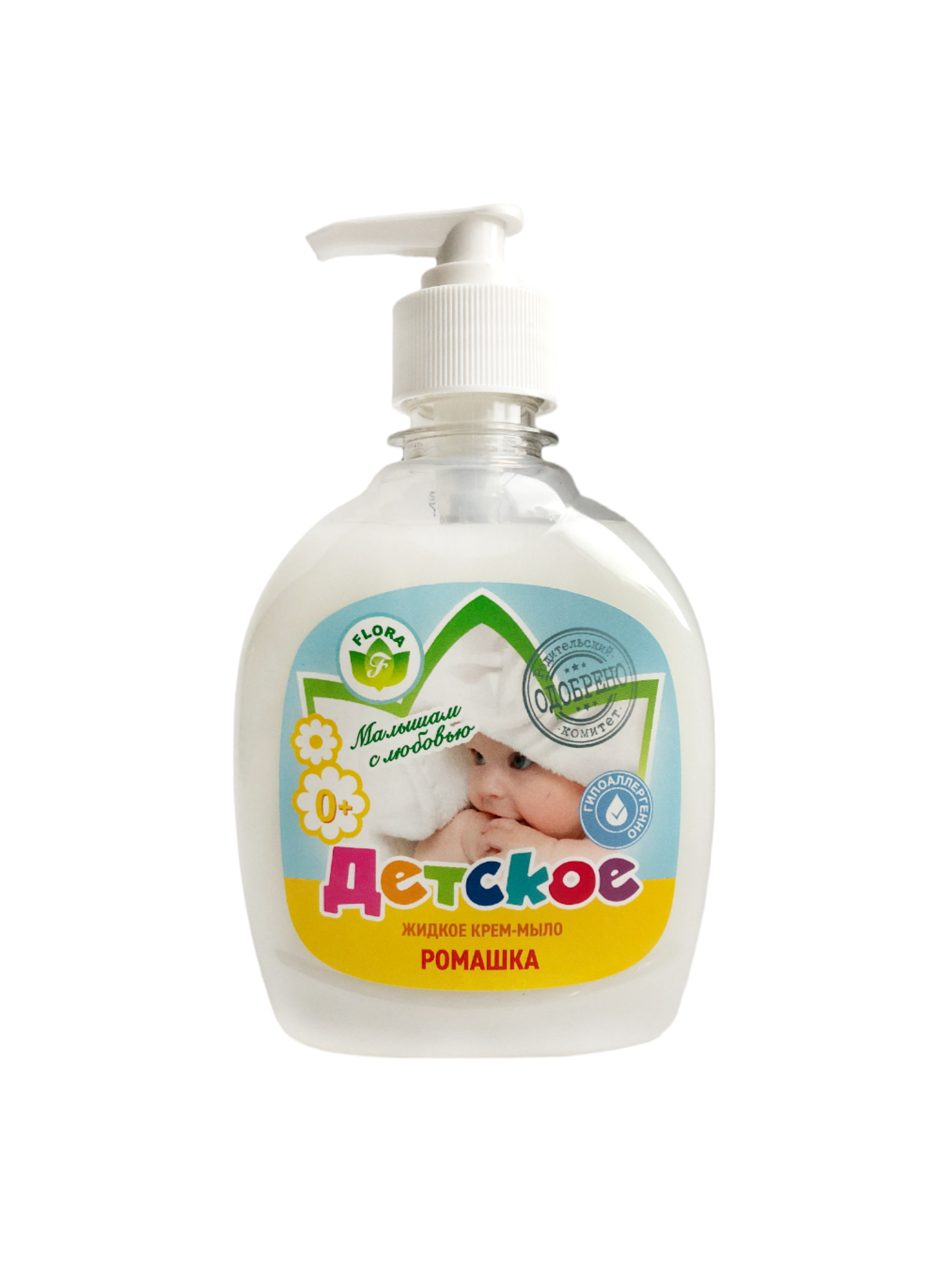 

Мыло жидкое детское Flora Ромашка, крем, 300 мл.
