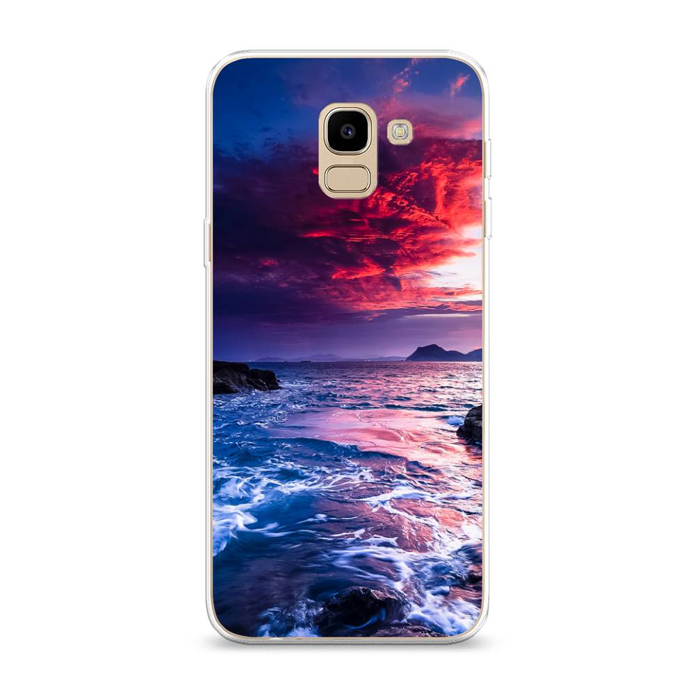 

Чехол Awog на Samsung Galaxy J6 2018 "Волны 1", Розовый;синий, 26150-4