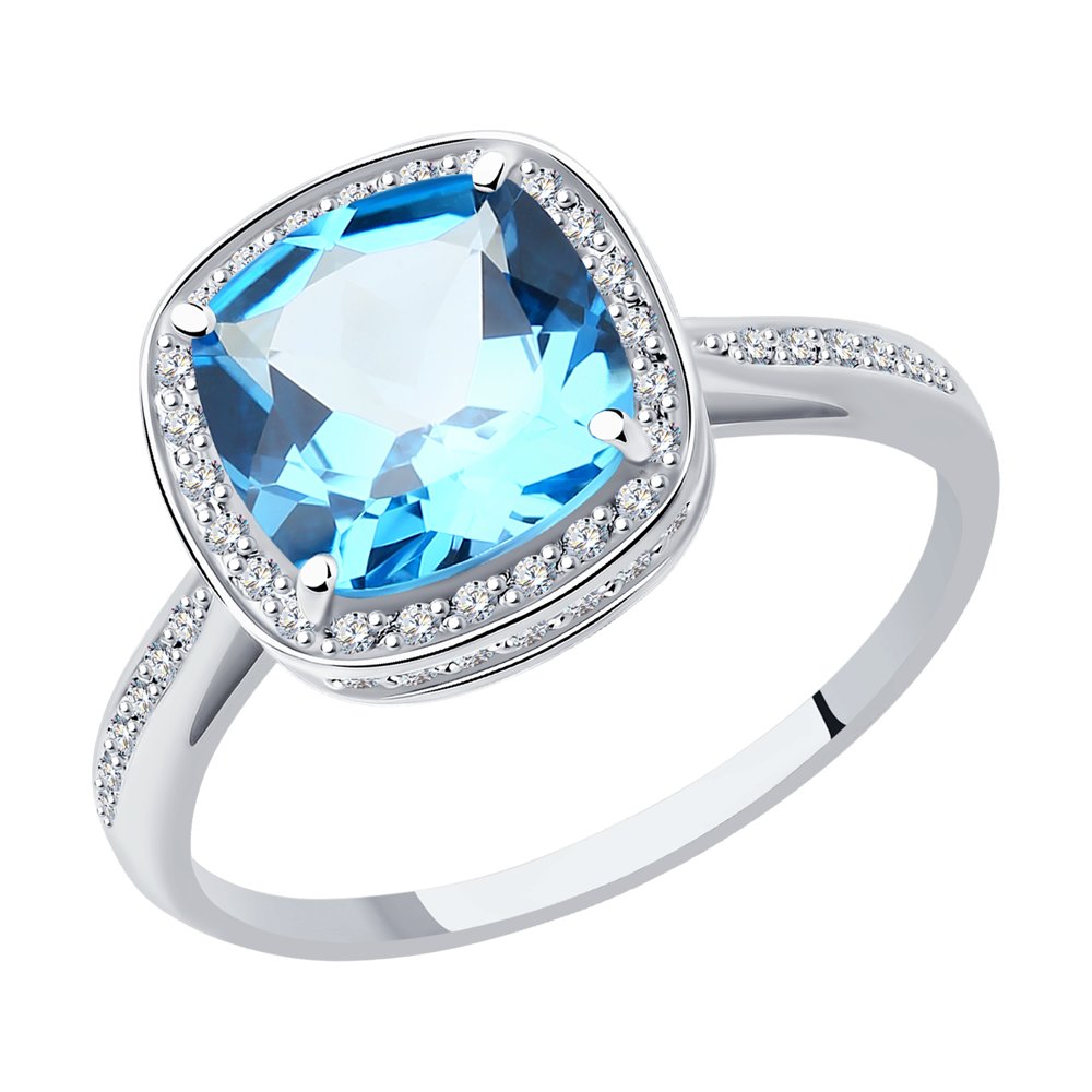 

Кольцо из белого золота с бриллиантом/топазом р. 17,5 SOKOLOV Diamonds 6014219-3, 6014219-3