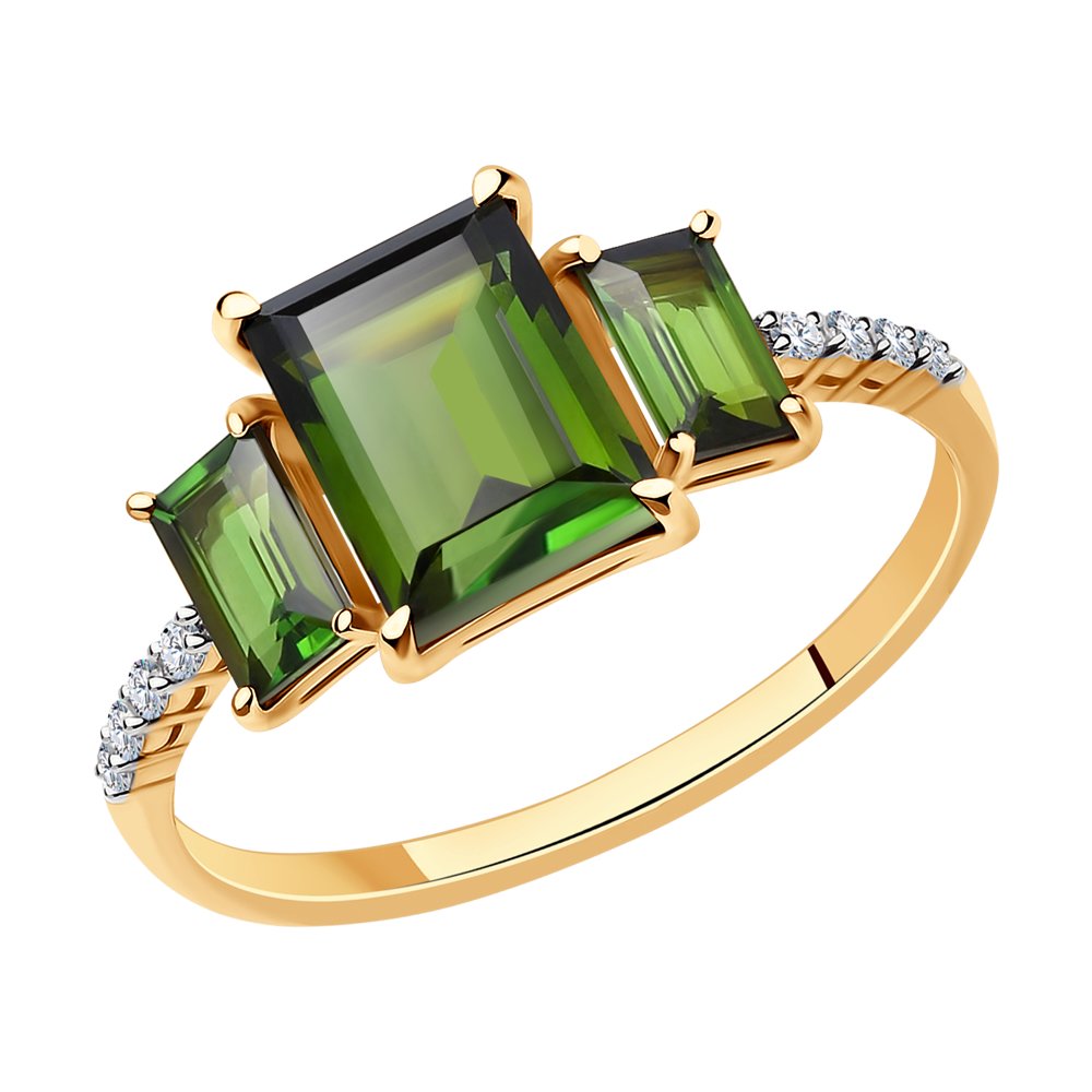 

Кольцо из красного золота с бриллиантом/турмалином р. 18 SOKOLOV Diamonds 6014215, 6014215