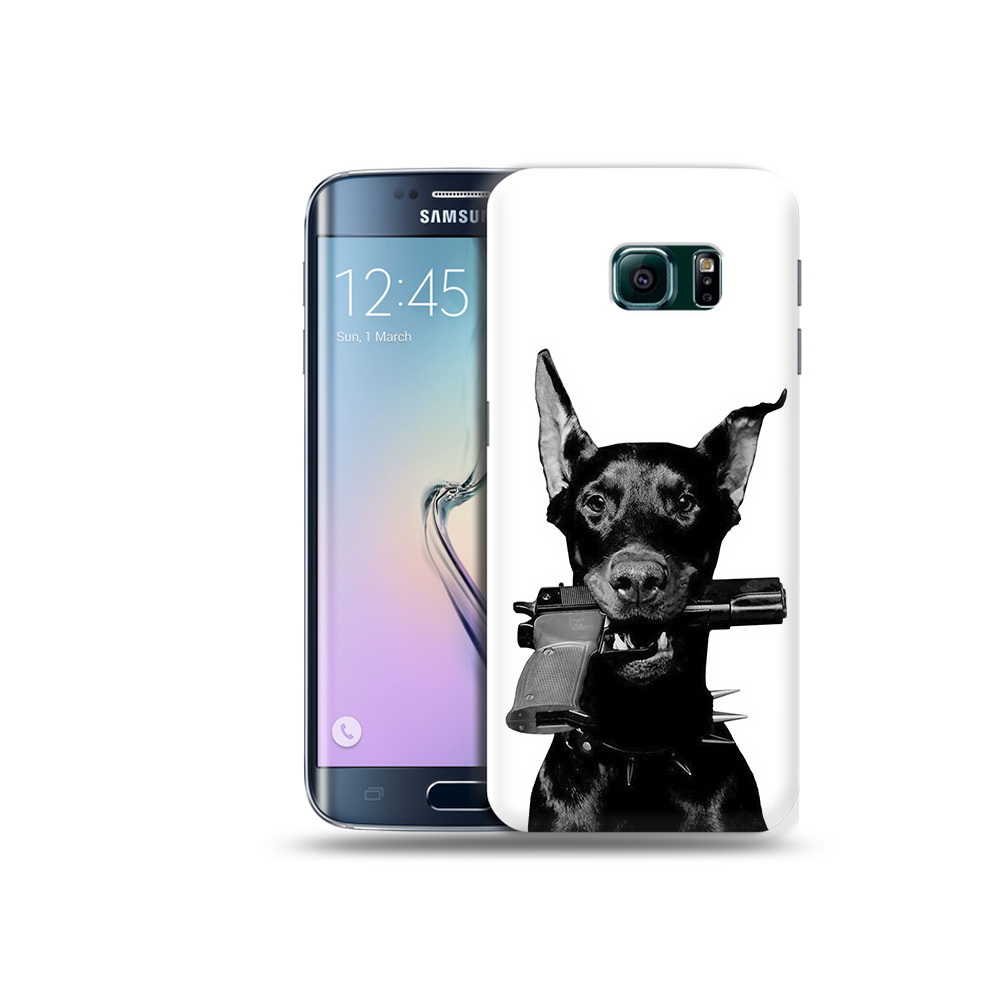 

Чехол MyPads Tocco для Samsung Galaxy S6 Edge доберман с пистолетом, Прозрачный, Tocco