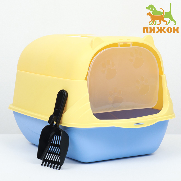 

Туалет-домик для кошек Пижон 36 х 37 х 51 см, сине-желтый