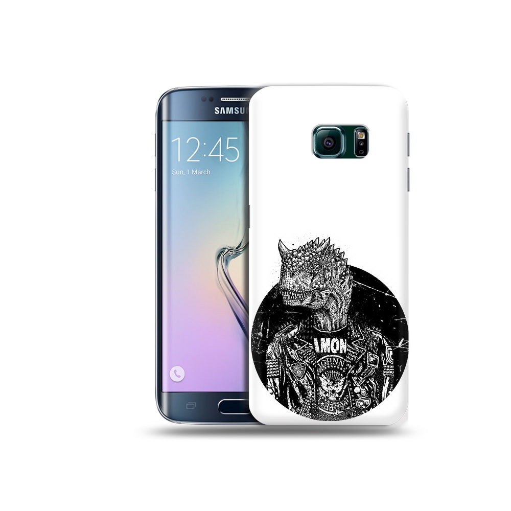 

Чехол MyPads Tocco для Samsung Galaxy S6 Edge динозавр в куртке, Прозрачный, Tocco