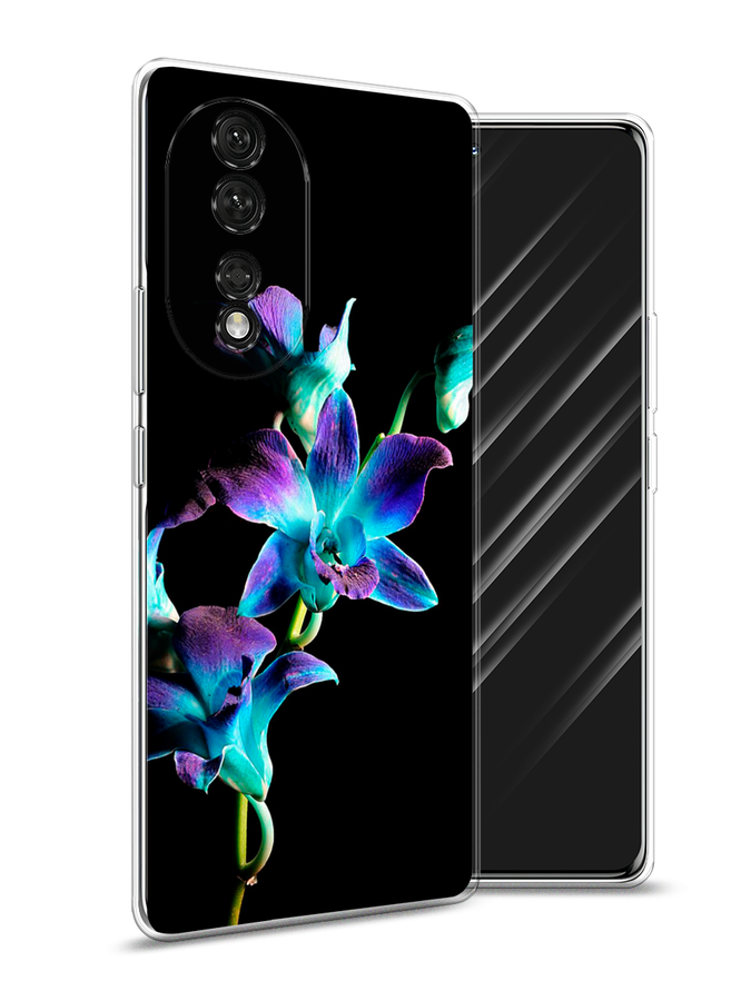 

Чехол Awog на Honor 80 "Синий цветок на черном", Черный;голубой;синий, 6120350-8