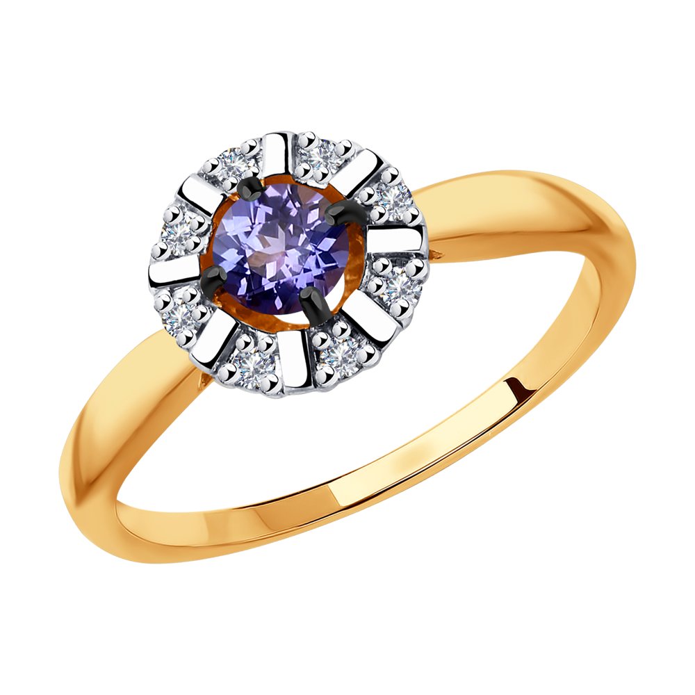 

Кольцо из красного золота с бриллиантом/танзанитом р. 16 SOKOLOV Diamonds 6014115, 6014115