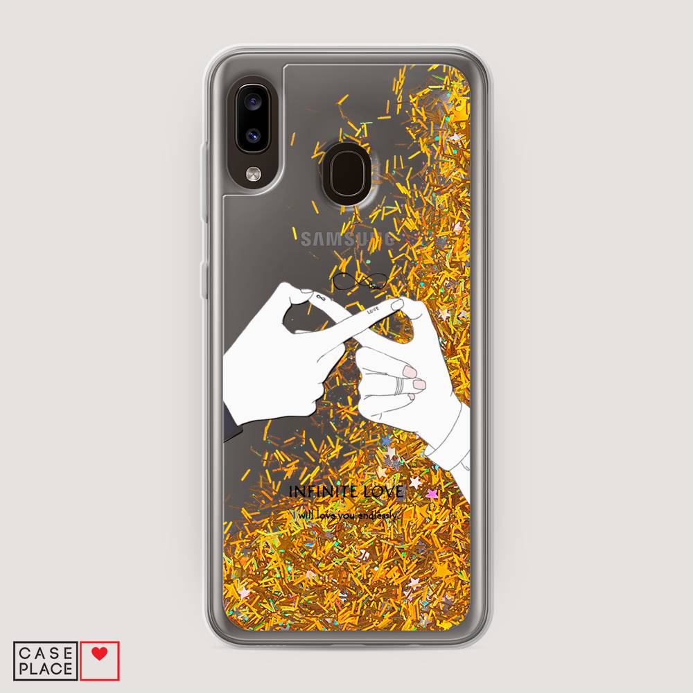 

Жидкий чехол с блестками "Любовь навсегда" на Samsung Galaxy A20, 27690-1