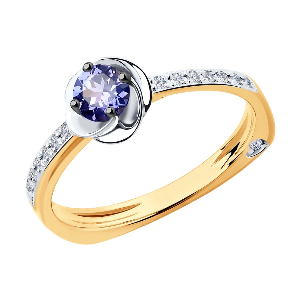 

Кольцо из золота р. 19,5 SOKOLOV Diamonds 6014085, бриллиант\танзанит, 6014085