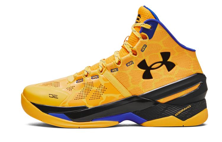 

Кроссовки унисекс Under Armour Curry 2 Retro2 Double Bang желтые 40.5 EU, Желтый, Curry 2 Retro2 Double Bang