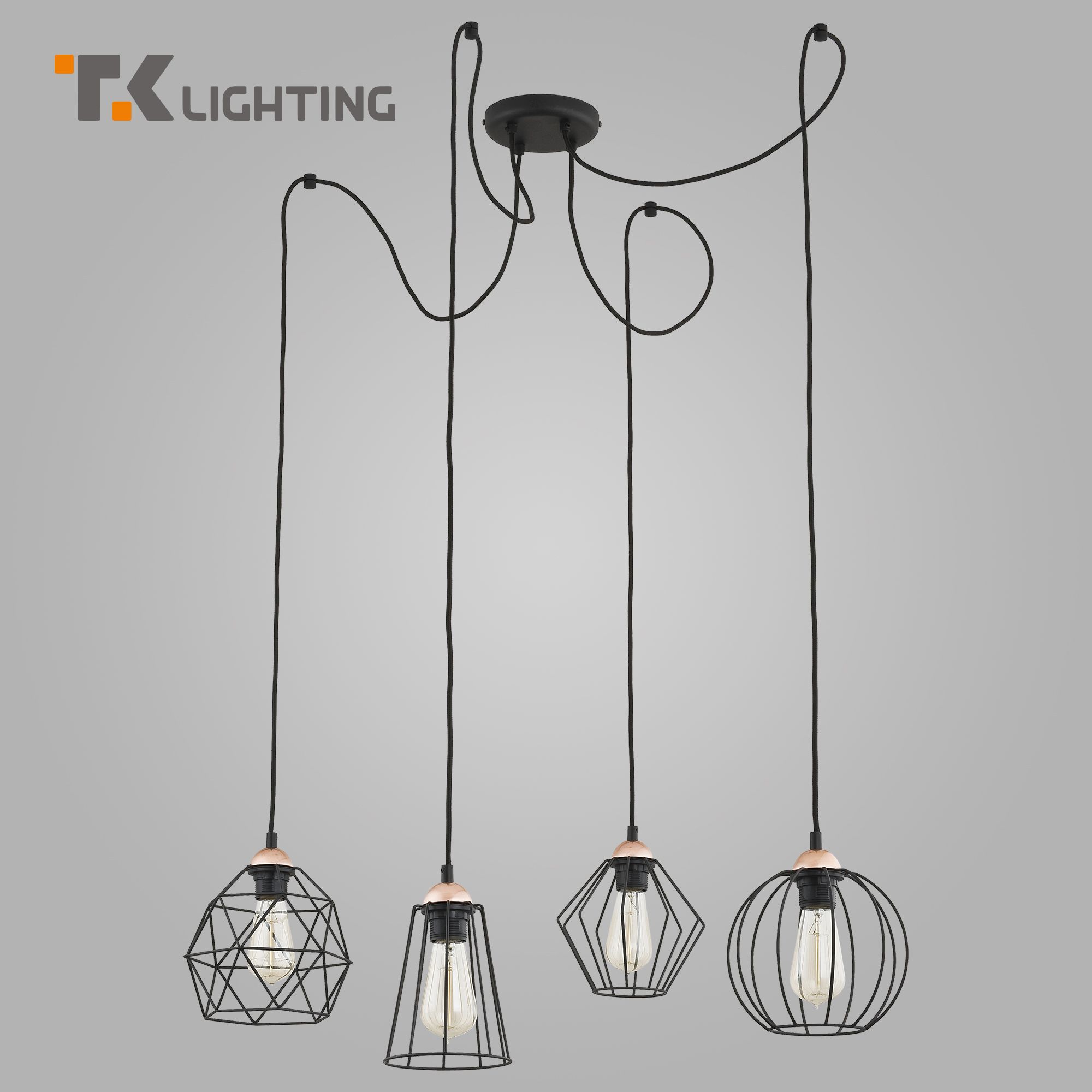 

Подвесной светильник с 4 металлическими плафонами TK Lighting 1646 Galaxy черный лофт E27
