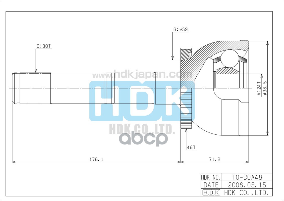 

HDK TO-030A48 ШРУС наружн. [ABS] 48z 1шт