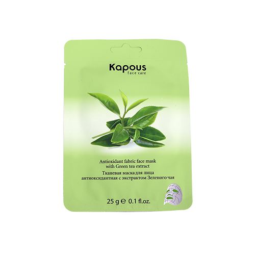 Купить Тканевая маска для лица Kapous антиоксидантная с экстрактом Зеленого чая, 25 г, Тканевая маска для лица антиоксидантная с экстрактом Зеленого чая