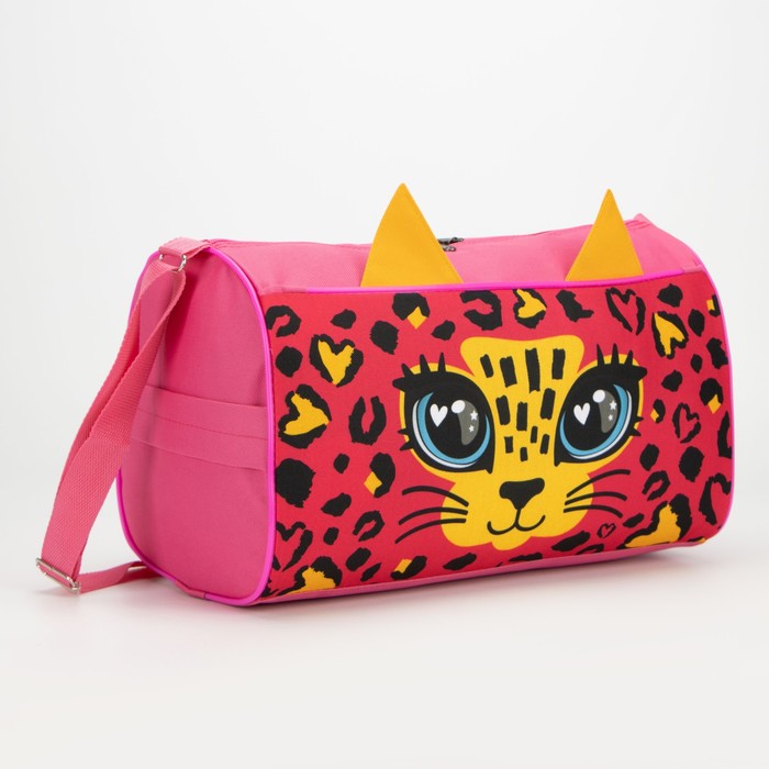 фото Сумка спортивная котик на молнии, 2 наружных кармана, цвет розовый bazar