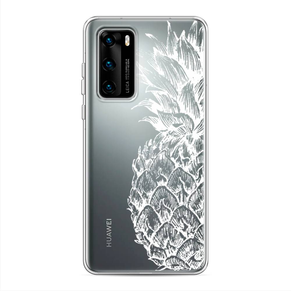 

Чехол Awog на Huawei P40 "Ананас графика белая", Белый, 610850-10