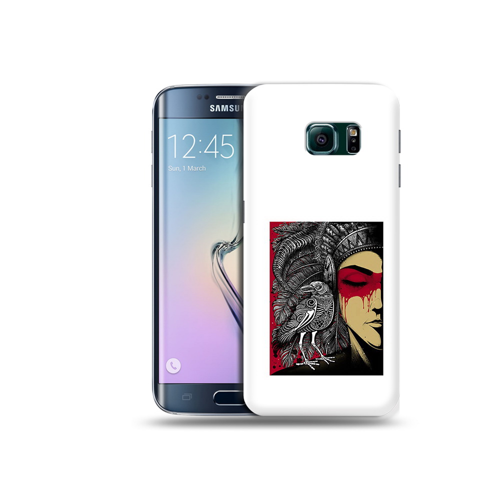 Чехол MyPads Tocco для Samsung Galaxy S6 Edge девушка с вороном в абстракции