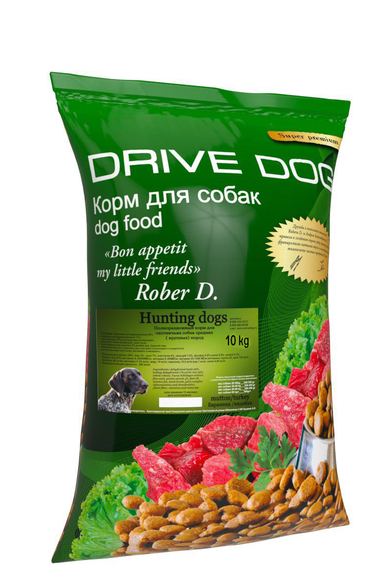

Сухой корм для собак Drive Dog баранина с индейкой, для охотничьих, 10 кг, Для охотничьих собак средних и крупных пород баранина с индейкой