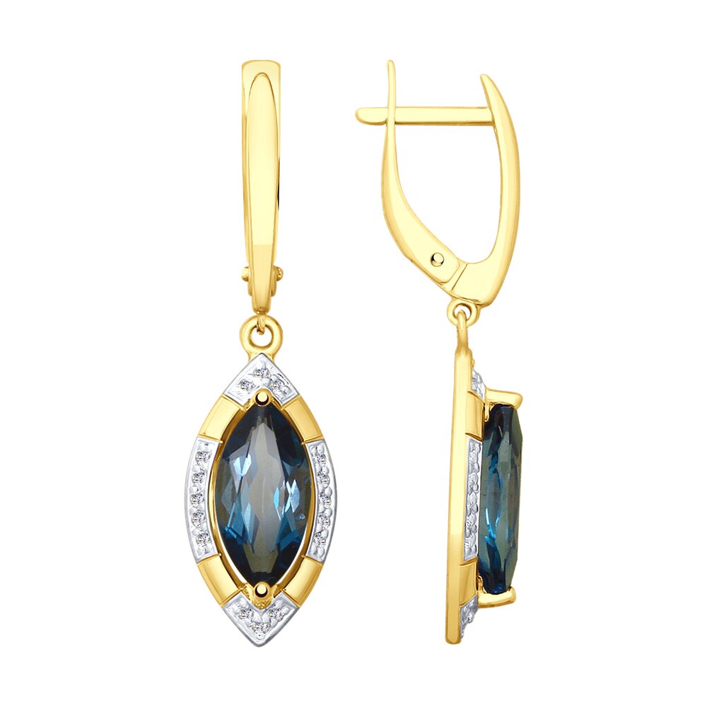 

Серьги из желтого золота Diamant 53-321-00029-1, фианит\топаз, 53-321-00029-1