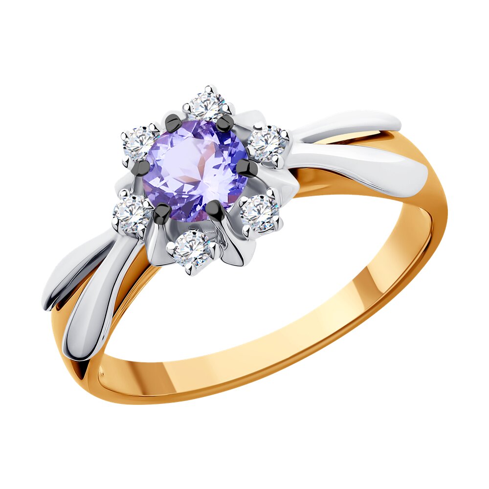 

Кольцо из золота р. 18 SOKOLOV Diamonds 6014071, бриллиант\танзанит, 6014071