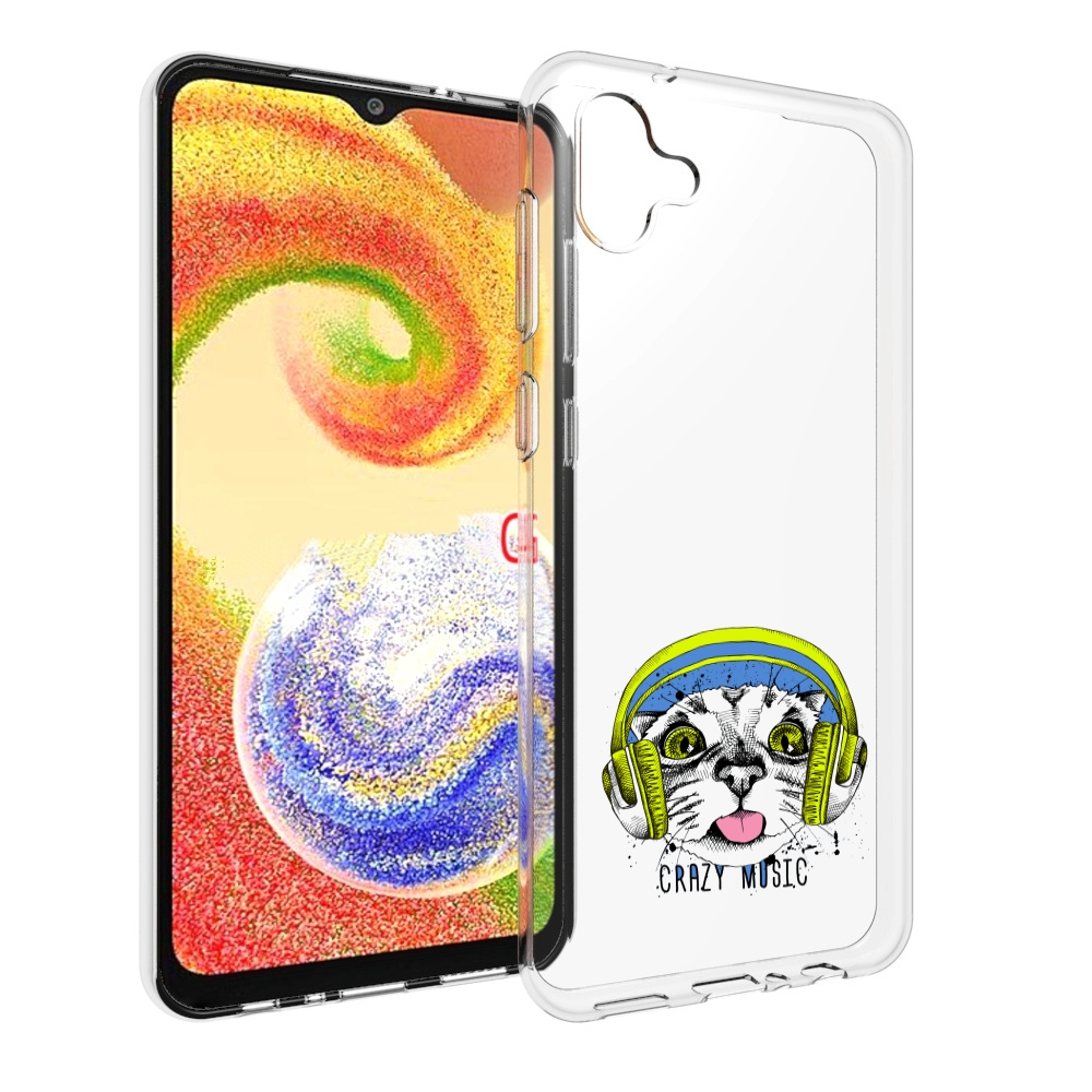 

Чехол MyPads кошка в наушниках рисунок для Samsung Galaxy A04, Прозрачный, Tocco