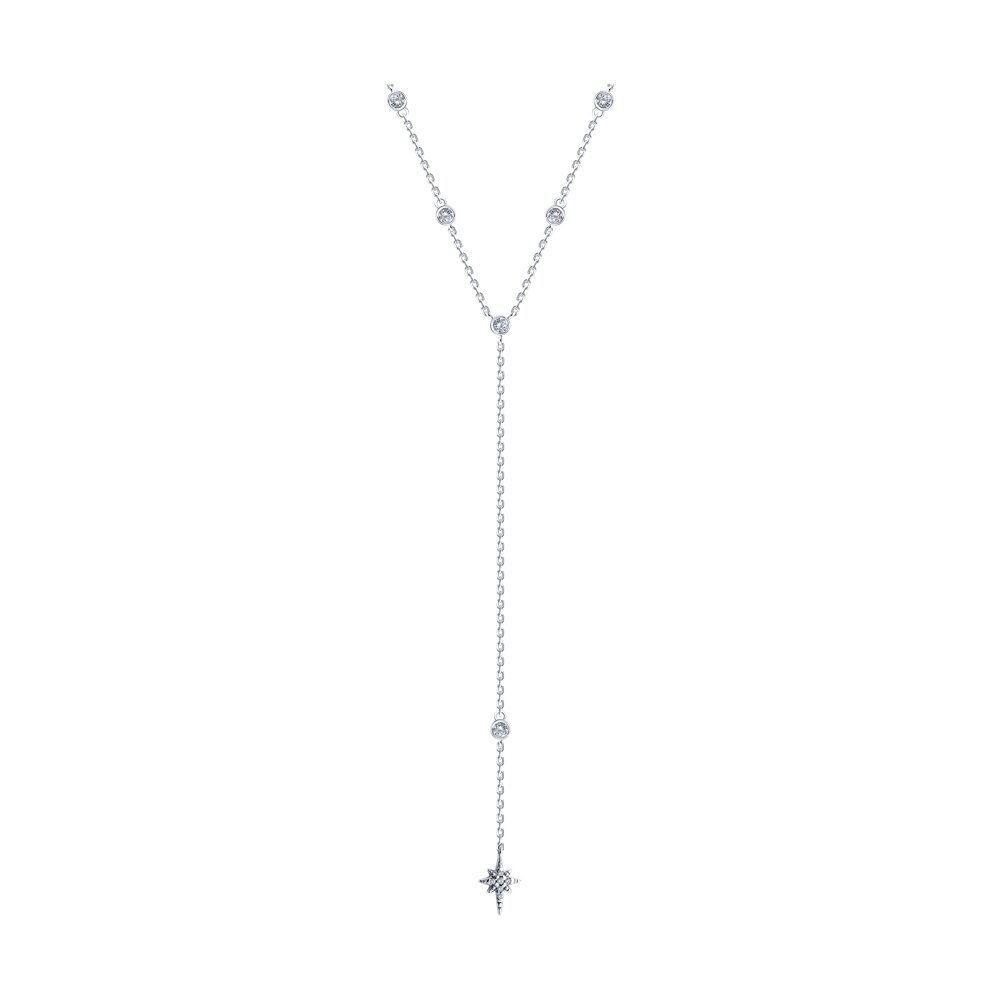 

Колье-галстук из серебра 40-45 см SOKOLOV 94071042, фианит, 94071042