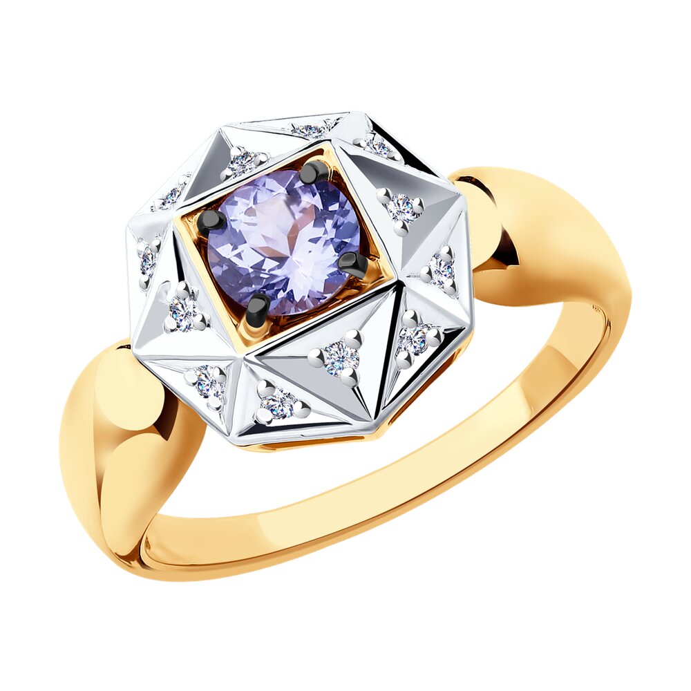 

Кольцо из золота р. 16,5 SOKOLOV Diamonds 6014049, бриллиант\танзанит, 6014049