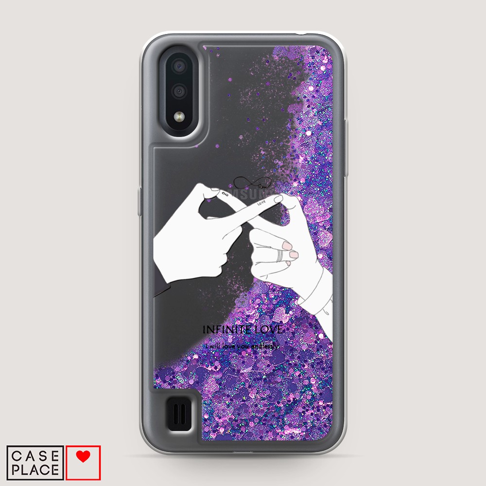 

Жидкий чехол с блестками "Любовь навсегда" на Samsung Galaxy A01, 29592-1