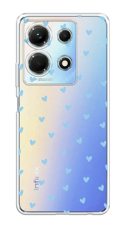 

Чехол на Infinix Note 30 4G "Голубые сердечки паттерн", Голубой;прозрачный, 3104650-1