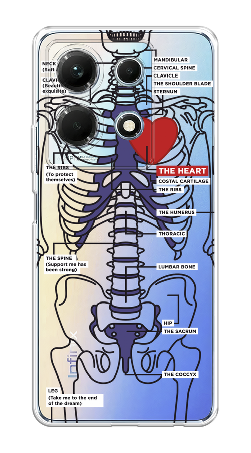 

Чехол на Infinix Note 30 4G "Скелет человека", Прозрачный;синий;красный, 3104650-1