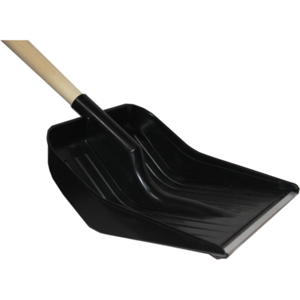 фото Ангора лопата для снега с оцинкованной планкой с черенком черный а6112планка