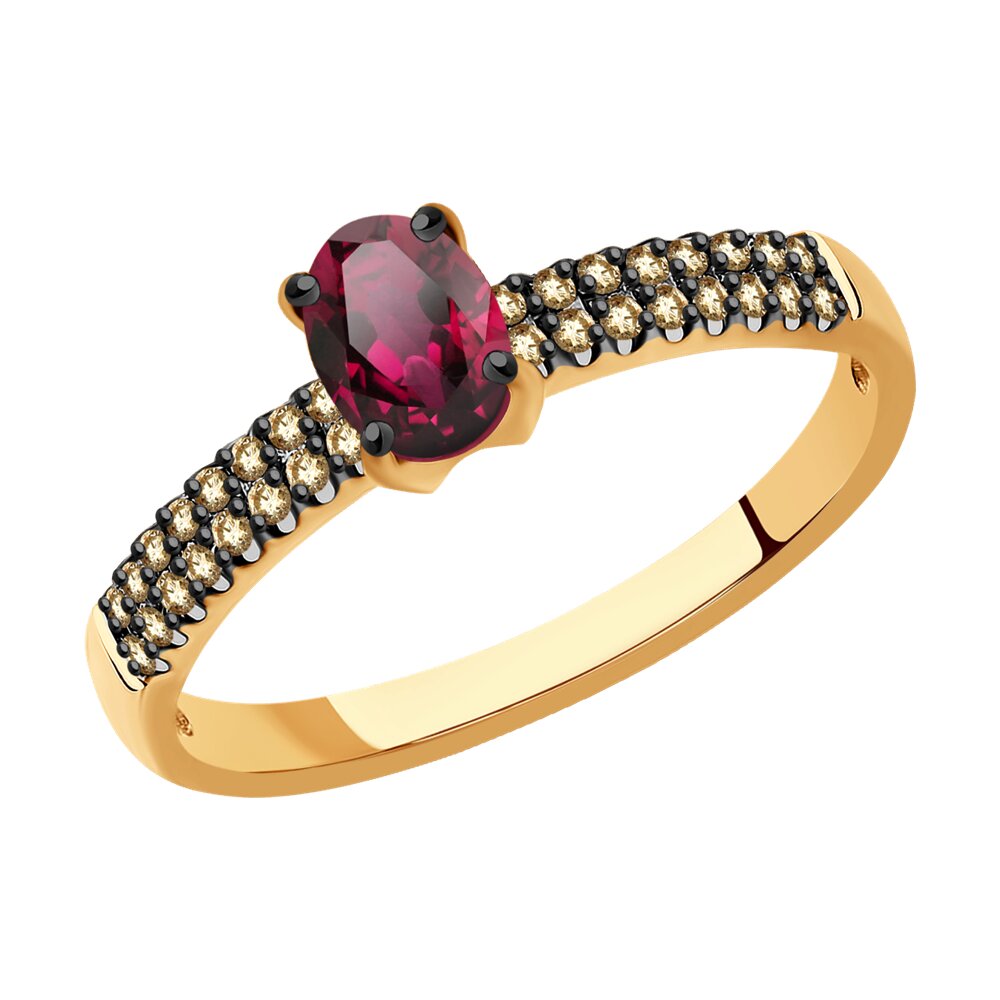 

Кольцо из красного золота с бриллиантом/рубином р. , SOKOLOV Diamonds 4010684, 4010684