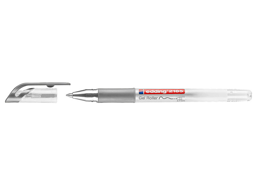 Ручка гелевая edding 2185 роликовый наконечник, 0.7 мм Металлик серебряный