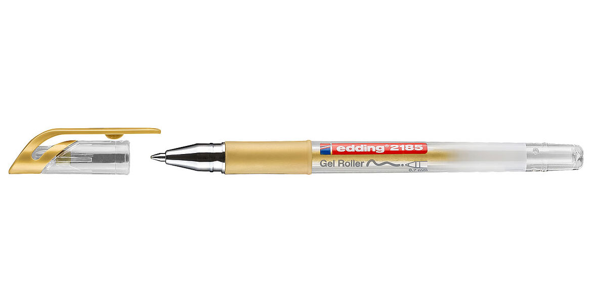 Ручка гелевая edding 2185 роликовый наконечник, 0.7 мм Металлик золотой
