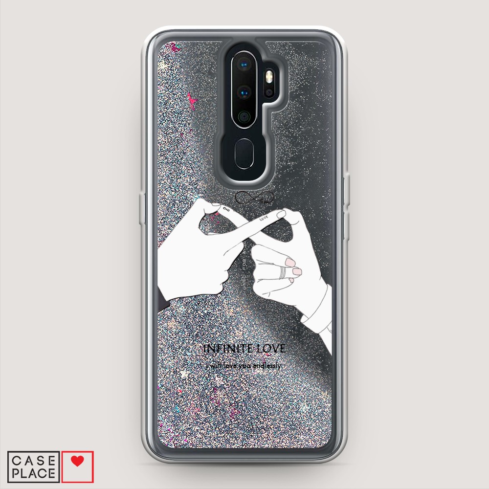 фото Жидкий чехол с блестками "любовь навсегда" на oppo a9 (2020) awog