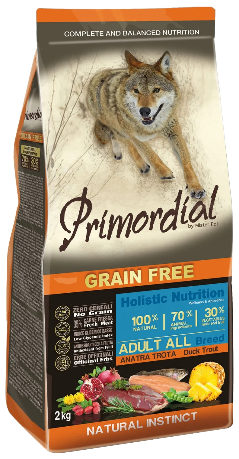 

PRIMORDIAL PRIMORDIAL ADULT ALL BREED беззерновой для взрослых собак всех пород с форелью