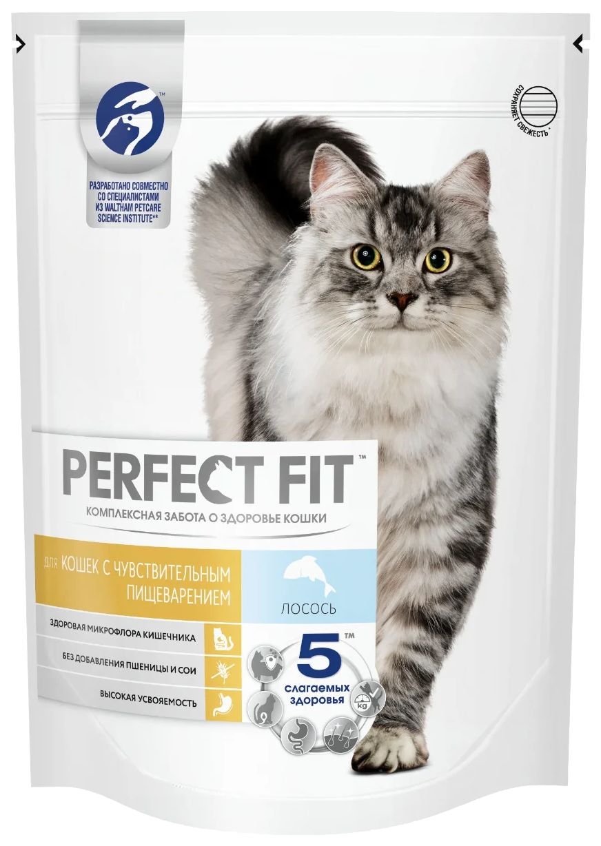 фото Perfect fit perfect fit sensitive для взрослых кошек с чувствительным пищеварением с лосос